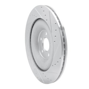 Jaguar XFR Brake Rotor (1) - Rear Left - R1 Concepts - Drilled & Slotted - Silver - `10-`24